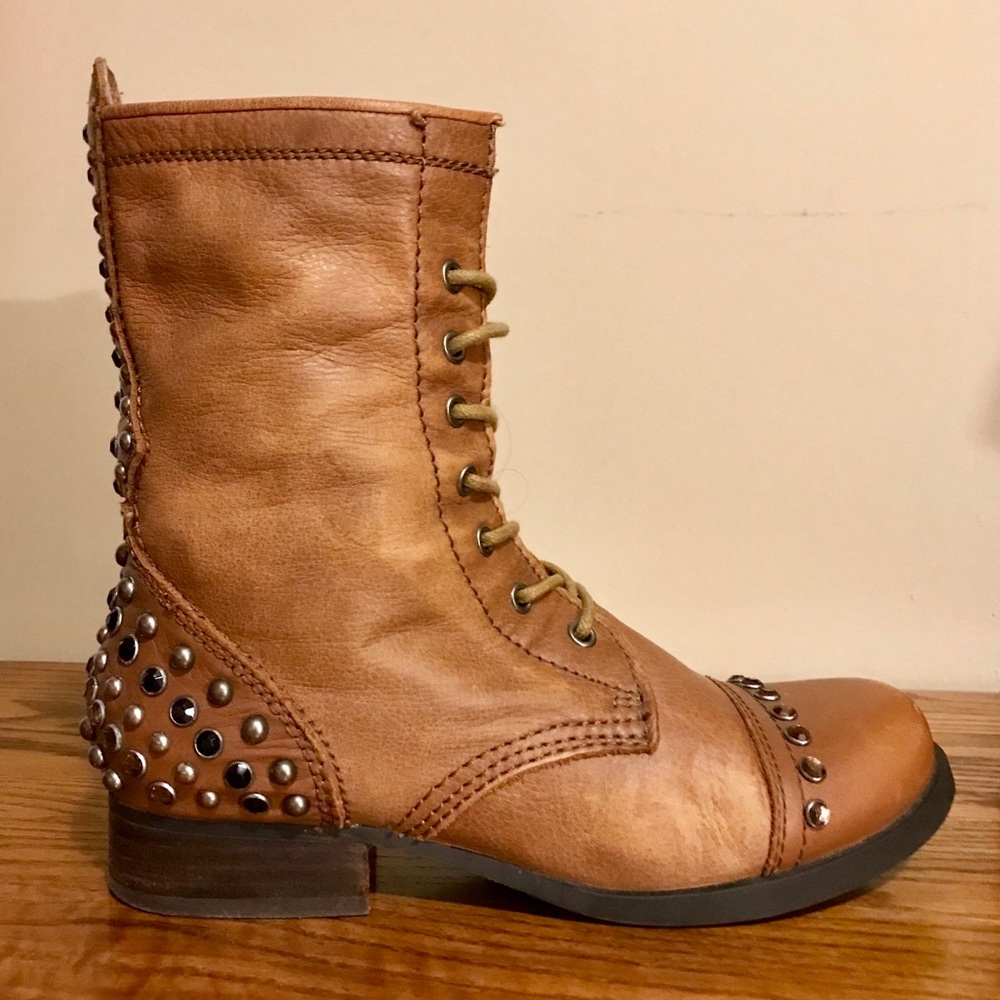 ALDO Leather Studded Combat Boots.